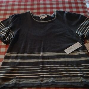 Liz Claiborne Navy and White Striped Sweater